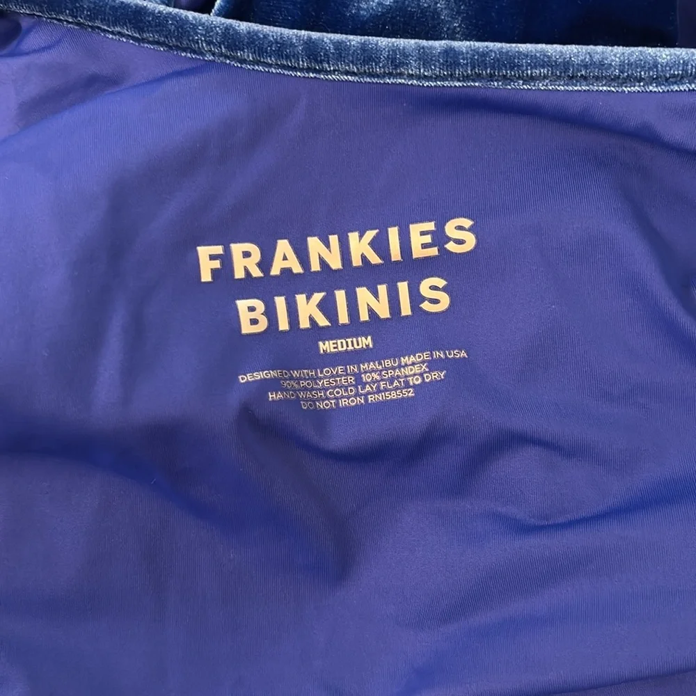 Frankie’s blue velvet one piece swimsuit